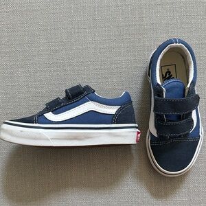 Vans Toddler Old Skool V Navy and White Sneakers